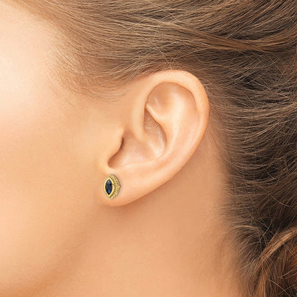 14k Yellow Gold Marquise Sapphire Post Earrings