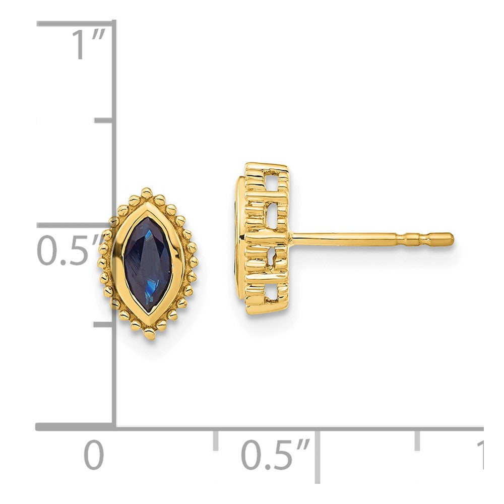 14k Yellow Gold Marquise Sapphire Post Earrings