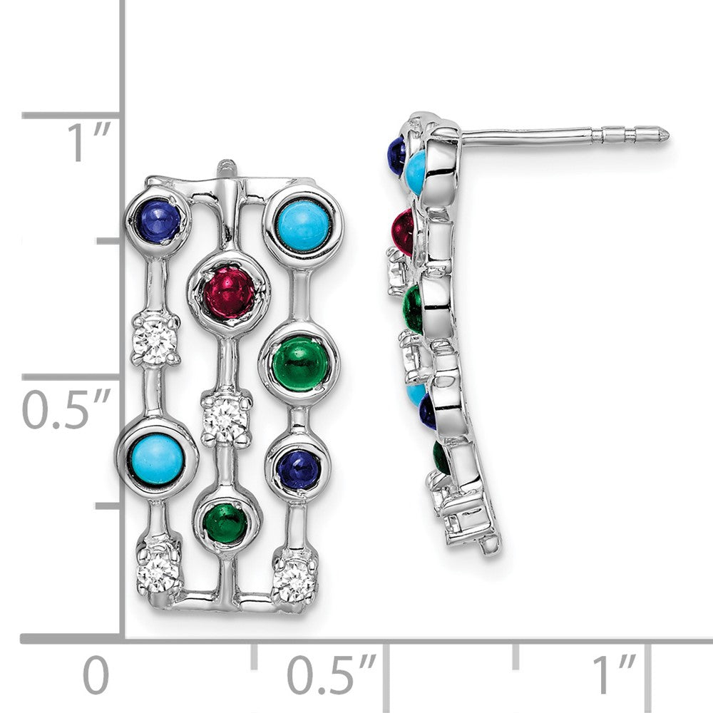 Solid 14k White Gold Gemstone and Simulated Turquoise Earrings