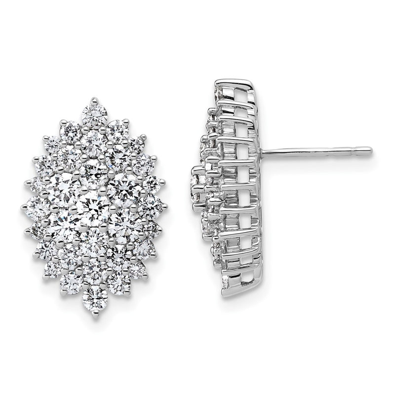 14K White Gold 2 1/2 Carat Lab Grown Diamond Vs/Si+ G+ Complete Cluster Post Earrings