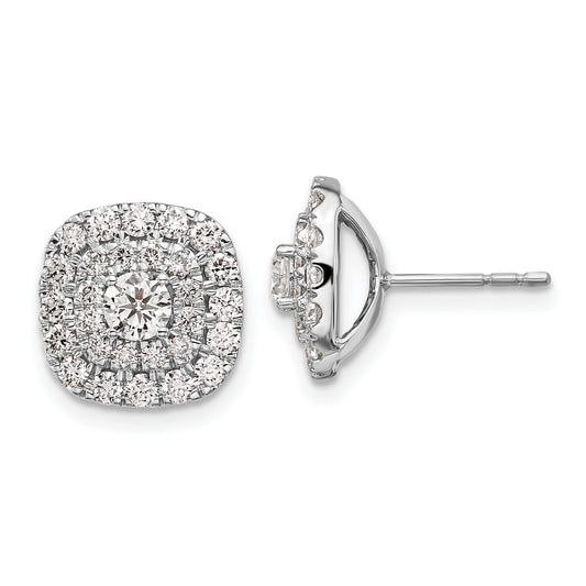 14K White Gold 1 1/2 Carat Lab Grown Diamond Vs+ F+ Double Halo Post Earrings