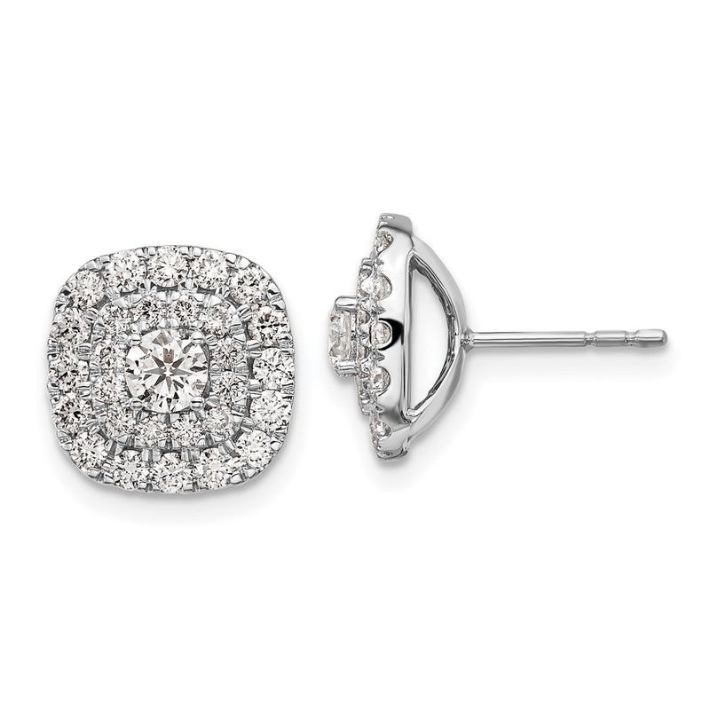 14K White Gold 1 1/2 Carat Lab Grown Diamond Vs+ F+ Double Halo Post Earrings