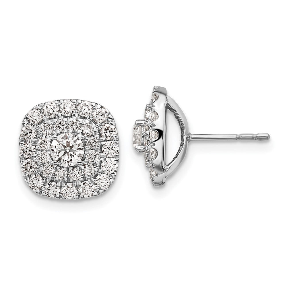 14k White Gold 1 1/2 Ct. Lab Grown Diamond VS/SI+ G+ Double Halo Post Earrings