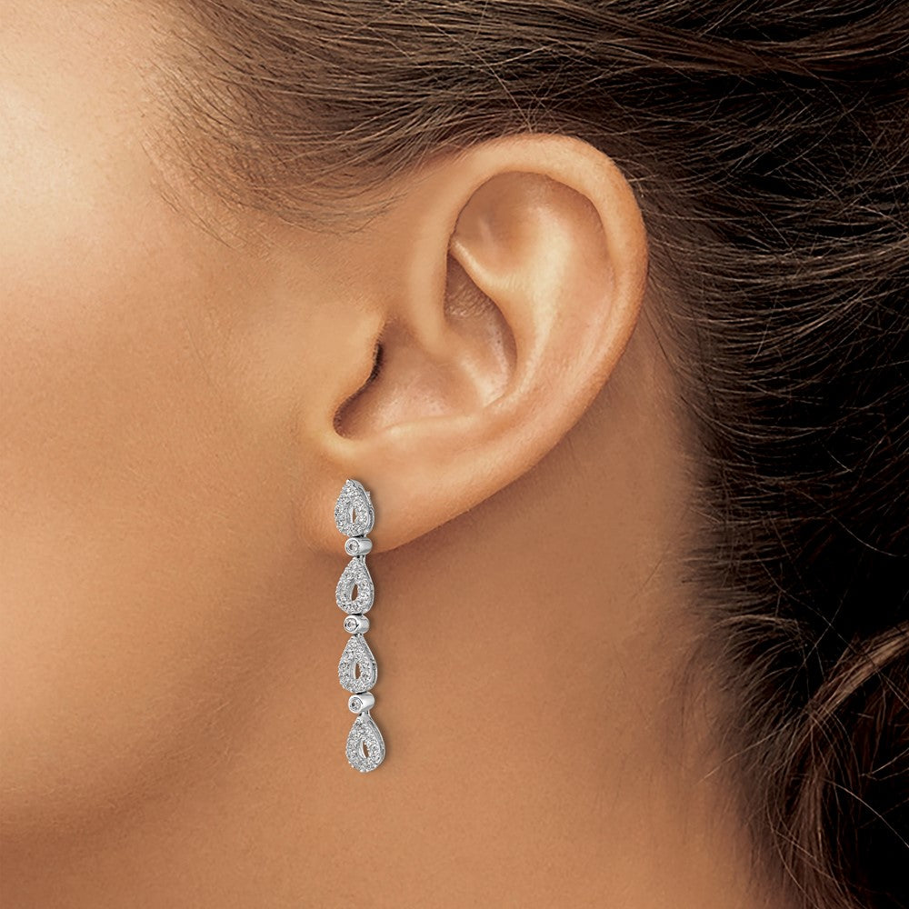 14k White Gold 3/4 Ct. Lab Grown Diamond VS/SI+ G+ Dangle Teardrop Post Earrings