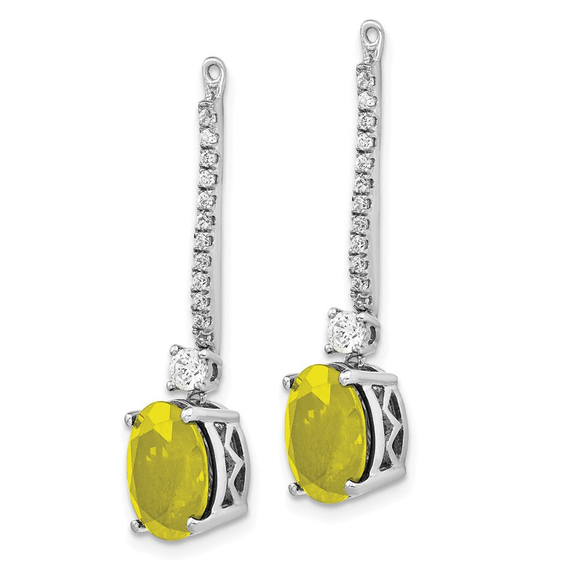 14K White Gold Lab Grown VS/SI+ G+ Diamond & Created Yellow Sapphire Earring Ja