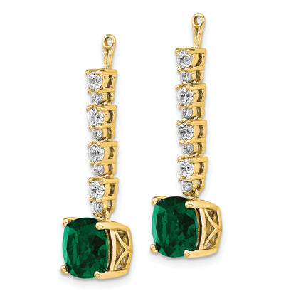 14k Yellow Gold Lab Grown VS/SI FGH Diamond & Created Emerald Earring Jackets
