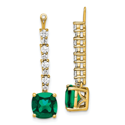 14k Yellow Gold Lab Grown VS/SI FGH Diamond & Created Emerald Earring Jackets