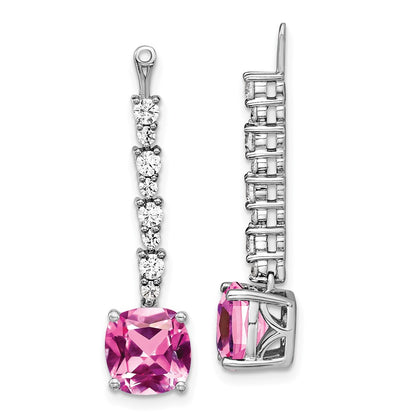 14K White Gold Lab Grown VS/SI+ G+ Diamond & Created Pink Sapphire Earring Jack