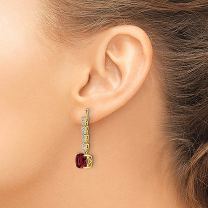 14k Yellow Gold 5/8 Ct. Lab Grown Diamond VS/SI+ G+ and Lab Created Ruby Earring Jackets