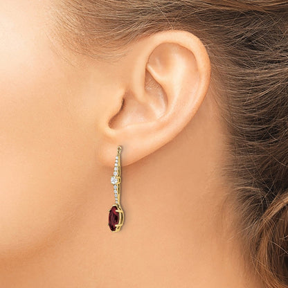 14k Yellow Gold 1/2 Ct. Lab Grown Diamond VS/SI+ G+ and Lab Created Ruby Earring Jackets