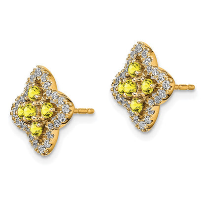 14k Yellow Gold Lab Grown VS/SI+ G+ Diamond & Created Sapphire Earrings