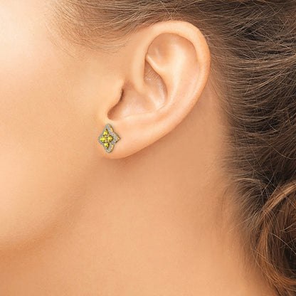 14k Yellow Gold Lab Grown VS/SI+ G+ Diamond & Created Sapphire Earrings