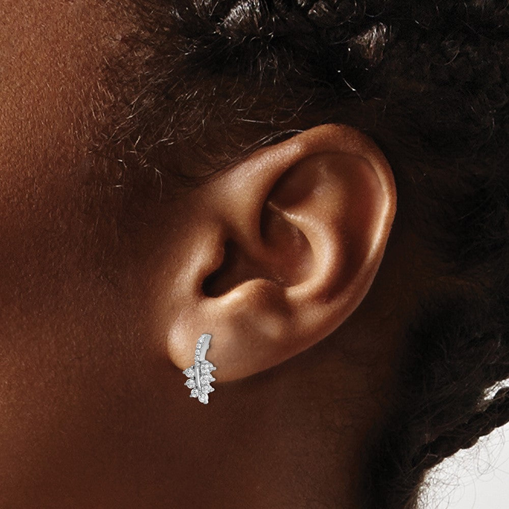 14k White Gold 3/8 Ct. Lab Grown Diamond VS/SI+ G+ Leaf Post Earrings