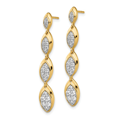 14k Yellow Gold 7/8 Ct. Lab Grown Diamond VS/SI+ G+ Pave Drop Post Earrings