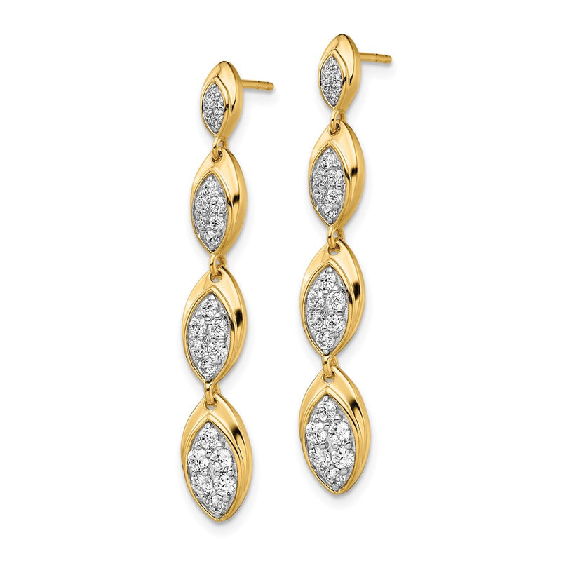 14k Yellow Gold 7/8 Ct. Lab Grown Diamond VS/SI+ G+ Pave Drop Post Earrings