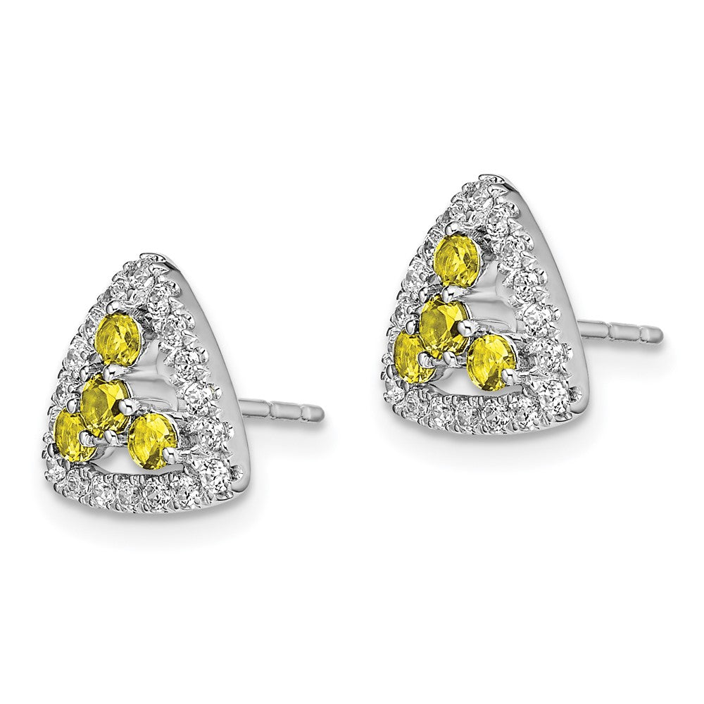 14K White Gold Lab Grown Diamond VS/SI+ G+ Created.Yellow SappTriangle Post E
