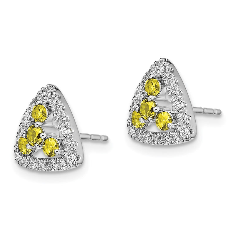 14K White Gold Lab Grown Diamond VS/SI+ G+ Created.Yellow SappTriangle Post E