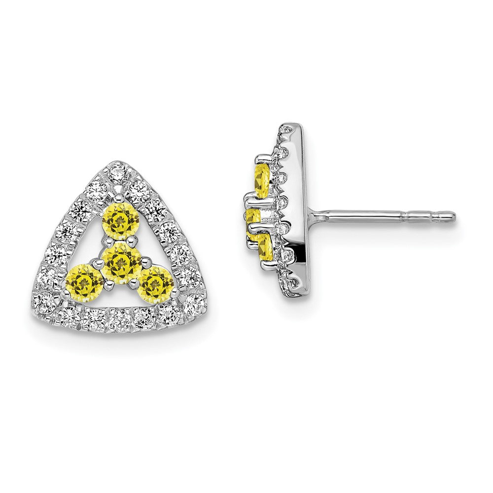 14K White Gold Lab Grown Diamond VS/SI+ G+ Created.Yellow SappTriangle Post E
