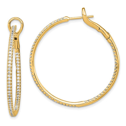 14k Yellow Gold 1 Ct. Lab Grown Diamond VS/SI+ G+ In and Out Hoop Earrings