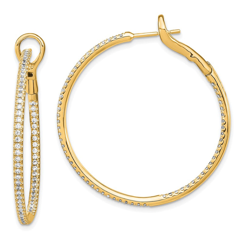 14k Yellow Gold 1 Ct. Lab Grown Diamond VS/SI+ G+ In and Out Hoop Earrings