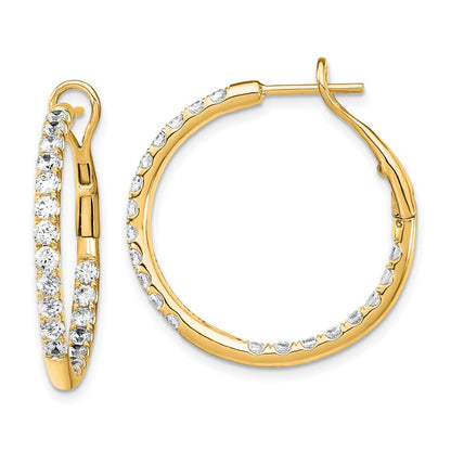14k Yellow Gold 2 Ct. Lab Grown Diamond VS/SI+ G+ In and Out Hoop Earrings