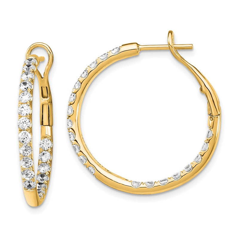 14k Yellow Gold 2 Ct. Lab Grown Diamond VS/SI+ G+ In and Out Hoop Earrings
