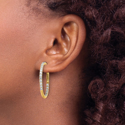14k Yellow Gold Lab Grown Diamond VS/SI FGH In & Out Hoop Earrings