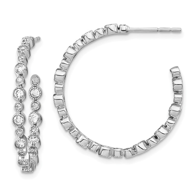 14k White Gold 7/8 Ct. Lab Grown Diamond VS/SI+ G+ Circle Bezel Hoop Post Earrings