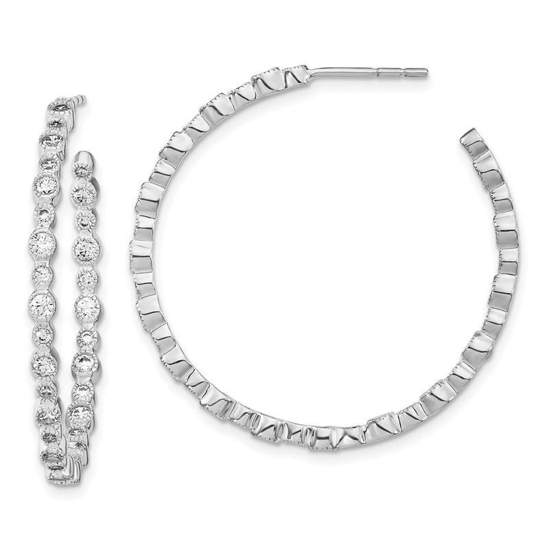 14k White Gold 1 1/2 Ct. Lab Grown Diamond VS/SI+ G+ Circle Bezel Hoop Post Earrings