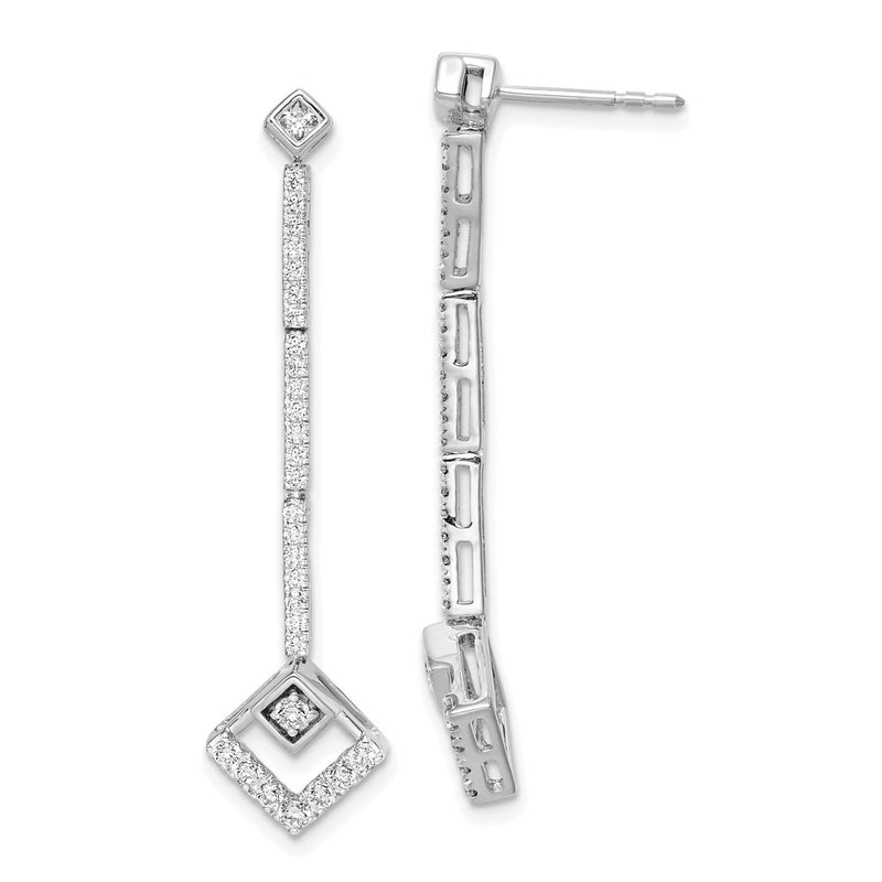 14k White Gold 1/2 Ct. Lab Grown Diamond VS/SI+ G+ Dangle Post Earrings