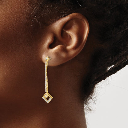 14k Yellow Gold 1/2 Ct. Lab Grown Diamond VS/SI+ G+ Dangle Post Earrings