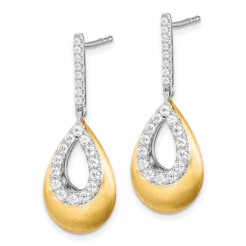 14K Two-Tone Lab Grown Diamond VS/SI+ G+ Teardrop Post Earrings