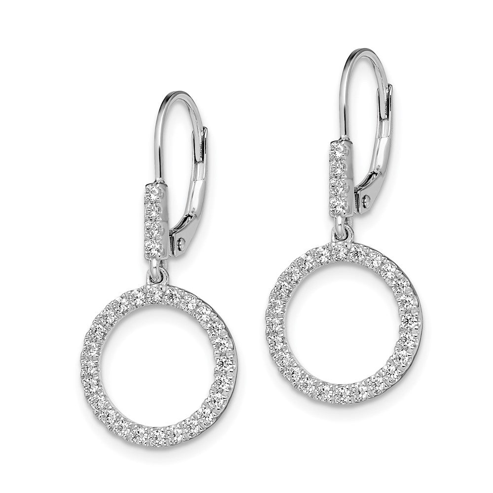 14k White Gold 1/2 Ct. Lab Grown Diamond VS/SI+ G+ Complete Dangle Circle Leverback Earrings
