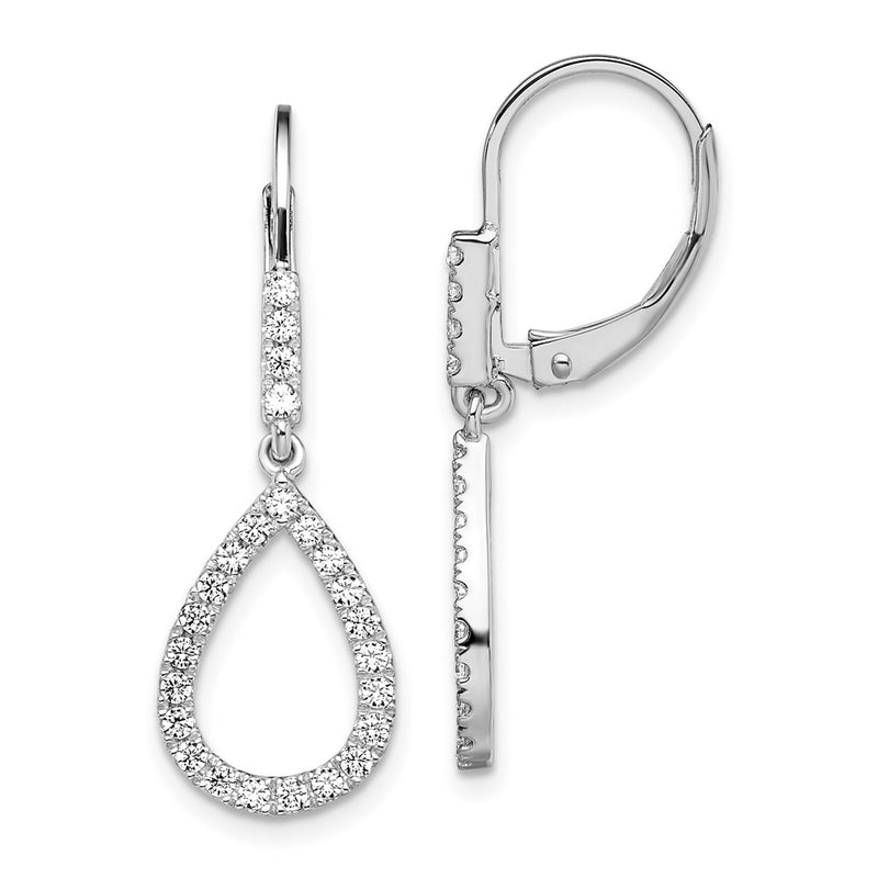 14k White Gold 1/2 Ct. Lab Grown Diamond VS/SI+ G+ Complete Fashion Dangle Leverback Earrings