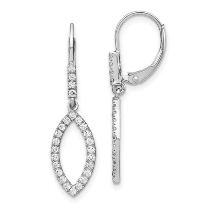 14k White Gold 1/2 Ct. Lab Grown Diamond VS/SI+ G+ Complete Fashion Dangle Leverback Earrings