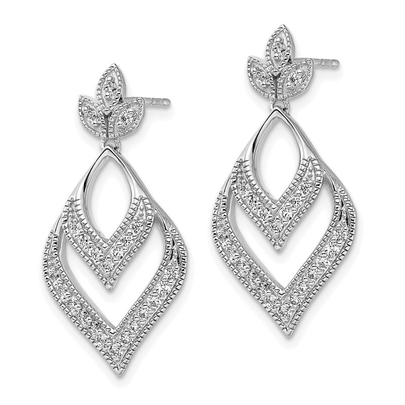 14K White Gold Lab Grown Diamond VS/SI FGH Fancy Teardrop Post Earri