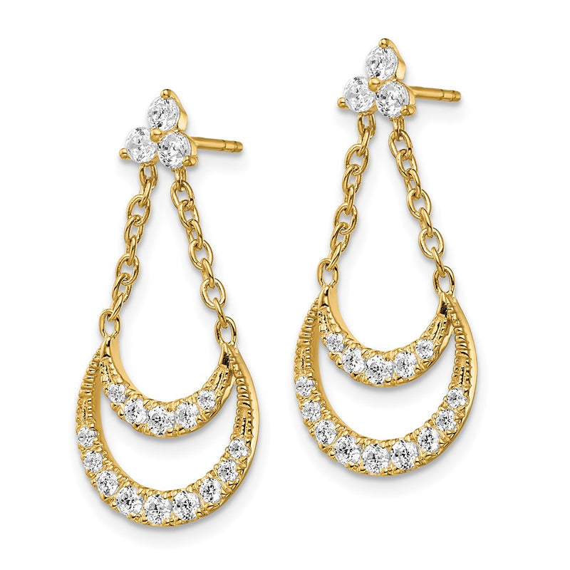 14k Yellow Gold Lab Grown Diamond VS/SI+ G+ Fancy Chandelier Post Earrings