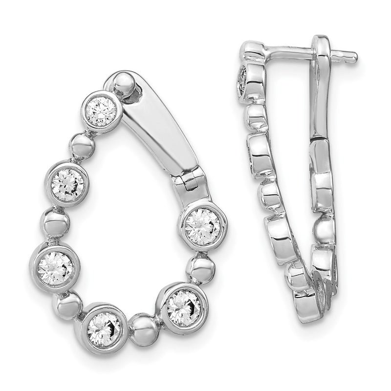 14k White Gold 1 Ct. Lab Grown Diamond VS/SI+ G+ Hinged Hoop Earrings