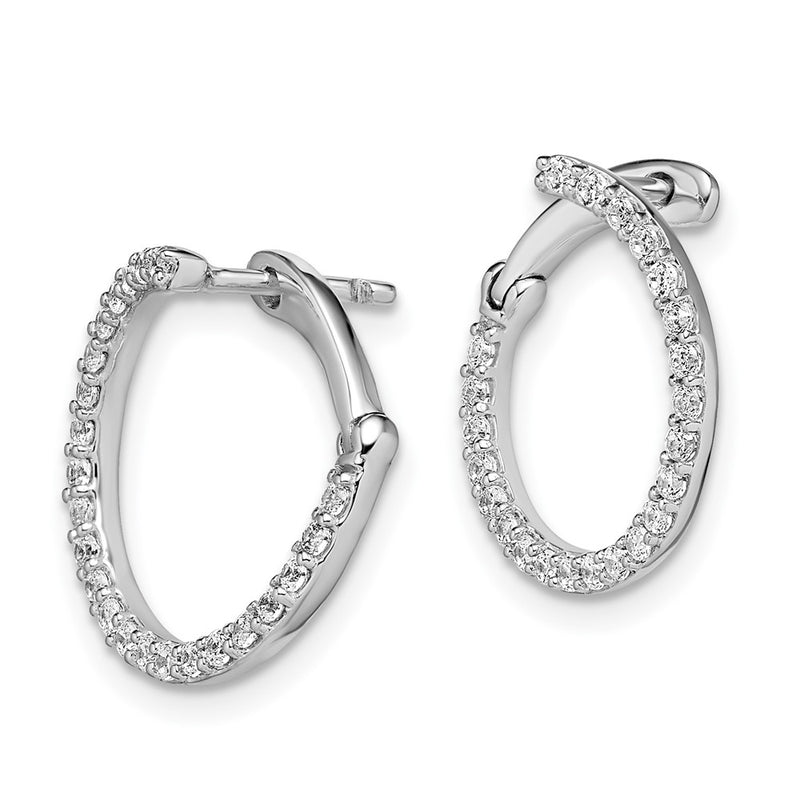 14K White Gold Lab Grown Diamond VS/SI FGH Fancy Circle Twist Hoop Earri