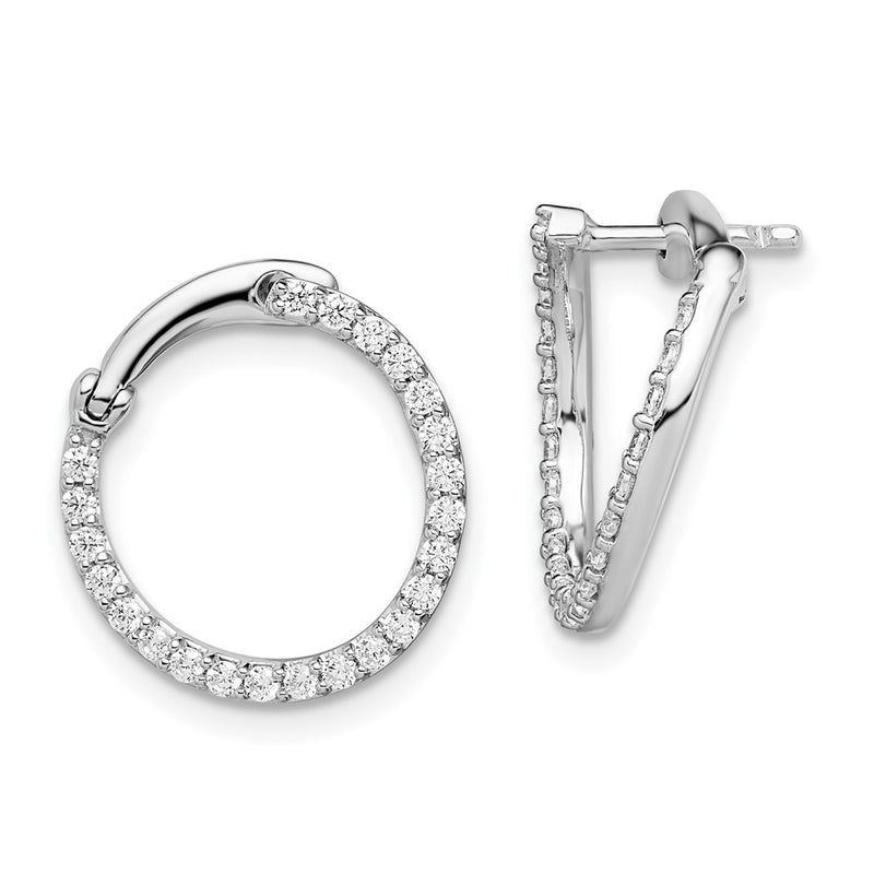 14K White Gold Lab Grown Diamond VS/SI FGH Fancy Circle Twist Hoop Earri