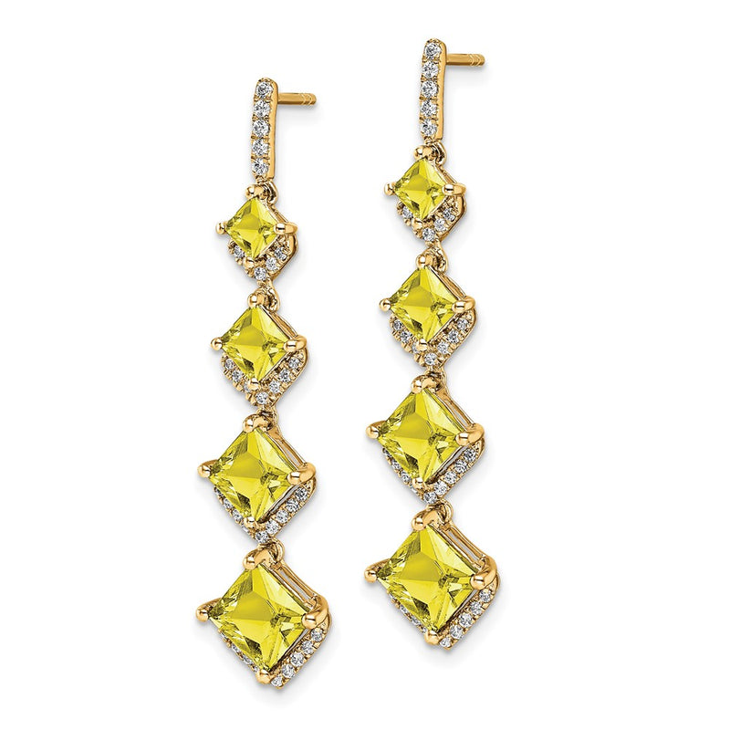 14k Yellow Gold Lab Grown Diamond VS/SI+ G+ Cr.Yellow Sapp Drop Post Earrin