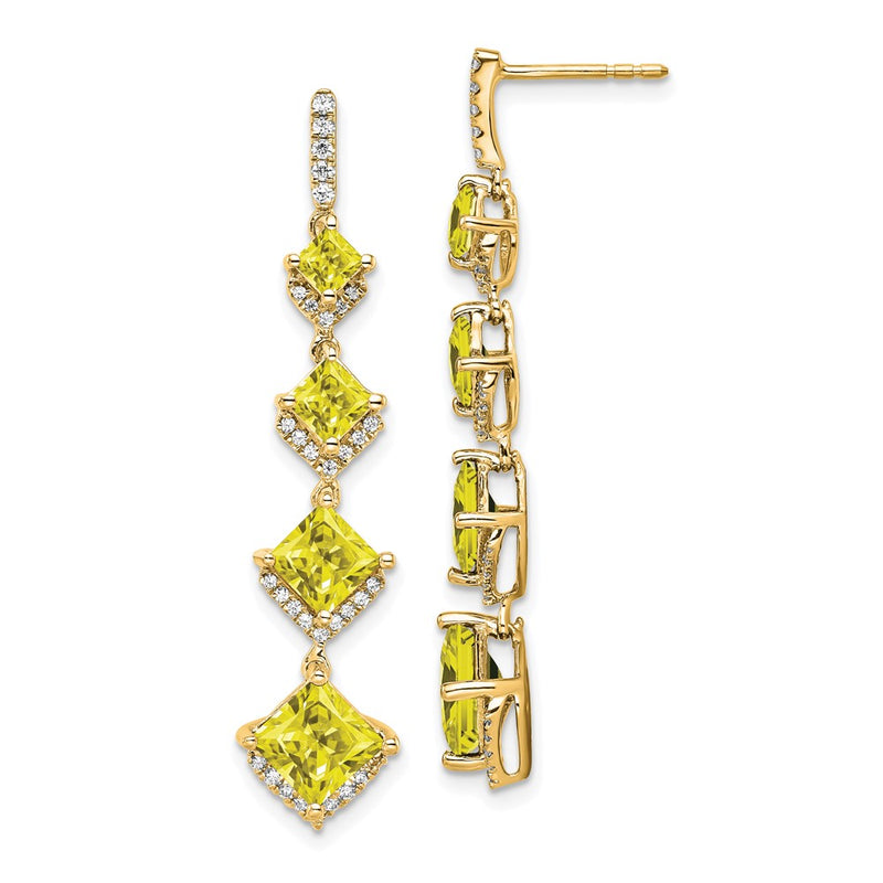 14k Yellow Gold Lab Grown Diamond VS/SI+ G+ Cr.Yellow Sapp Drop Post Earrin