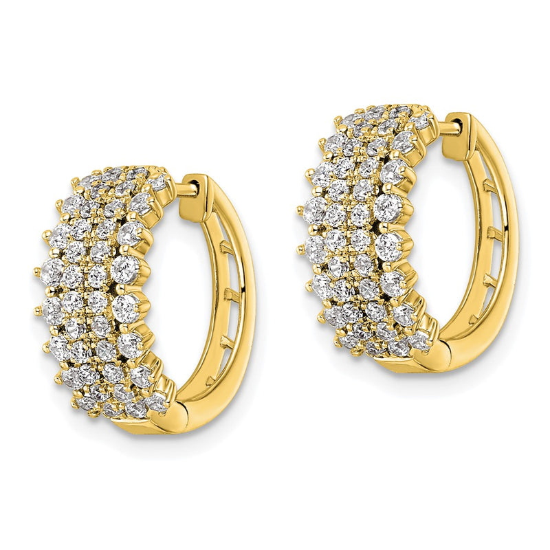 14k Yellow Gold 1 Ct. Lab Grown Diamond VS/SI+ G+ Hinged Hoop Earrings