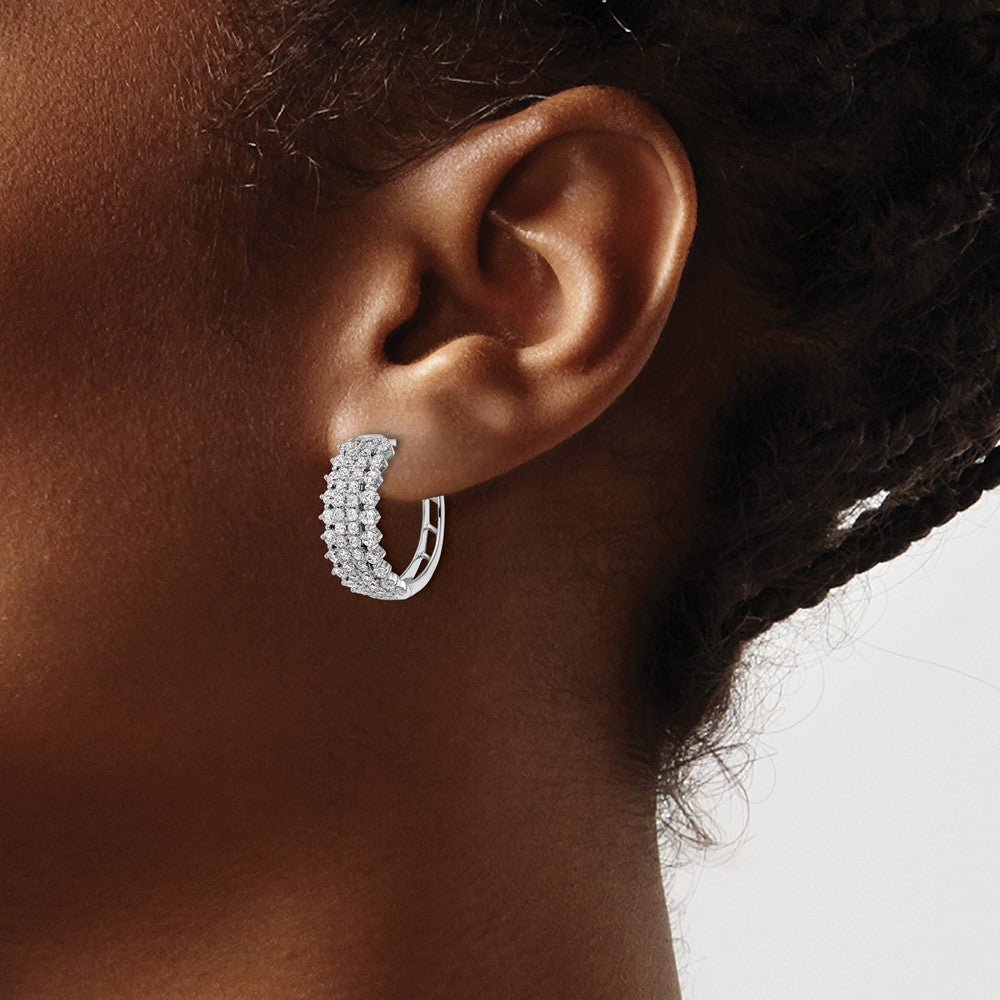 14k White Gold 1 1/2 Ct. Lab Grown Diamond VS/SI+ G+ Hinged Hoop Earrings