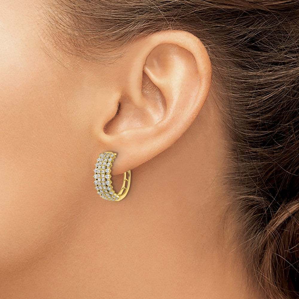 14k Yellow Gold 1 1/2 Ct. Lab Grown Diamond VS/SI+ G+ Hinged Hoop Earrings