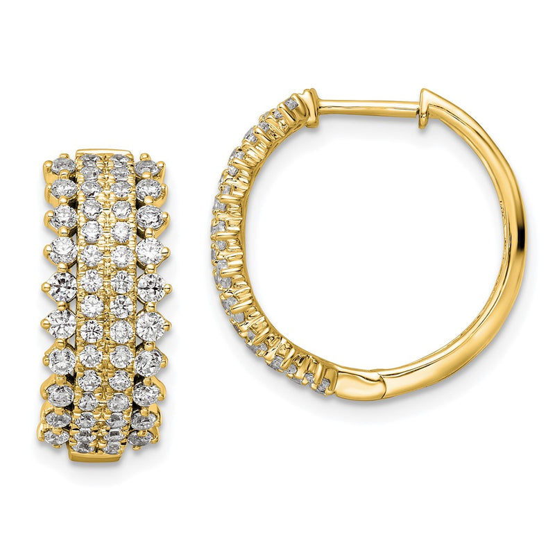 14k Yellow Gold 1 1/2 Ct. Lab Grown Diamond VS/SI+ G+ Hinged Hoop Earrings
