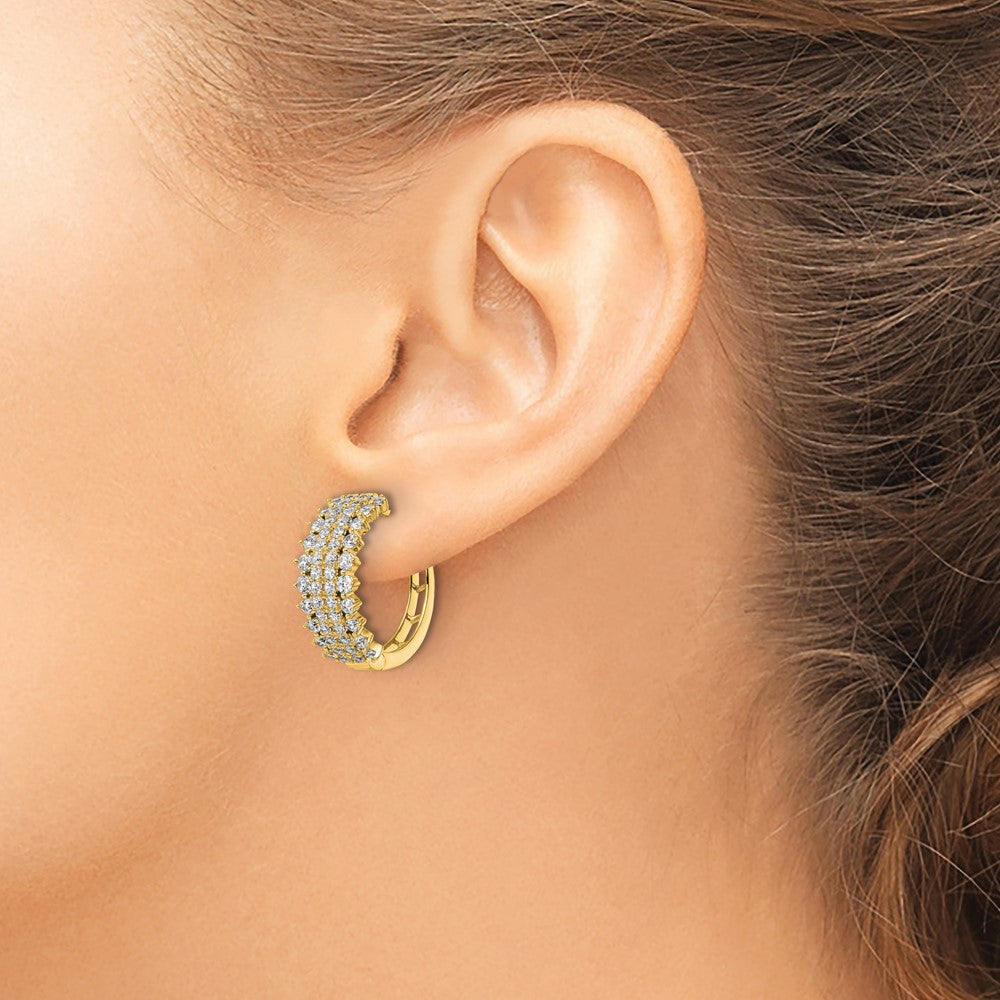 14k Yellow Gold 2 Ct. Lab Grown Diamond VS/SI+ G+ Hinged Hoop Earrings