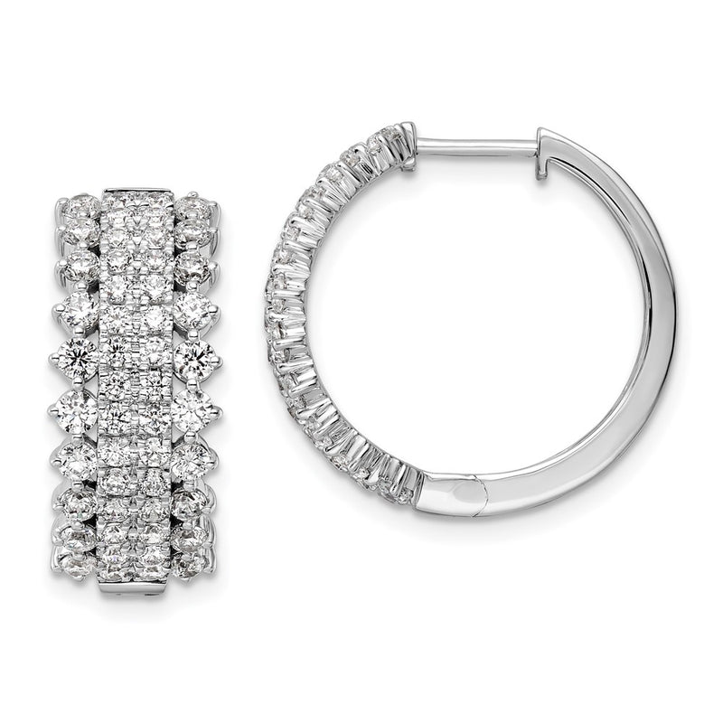 14k White Gold 2 1/2 Ct. Lab Grown Diamond VS/SI+ G+ Hinged Hoop Earrings