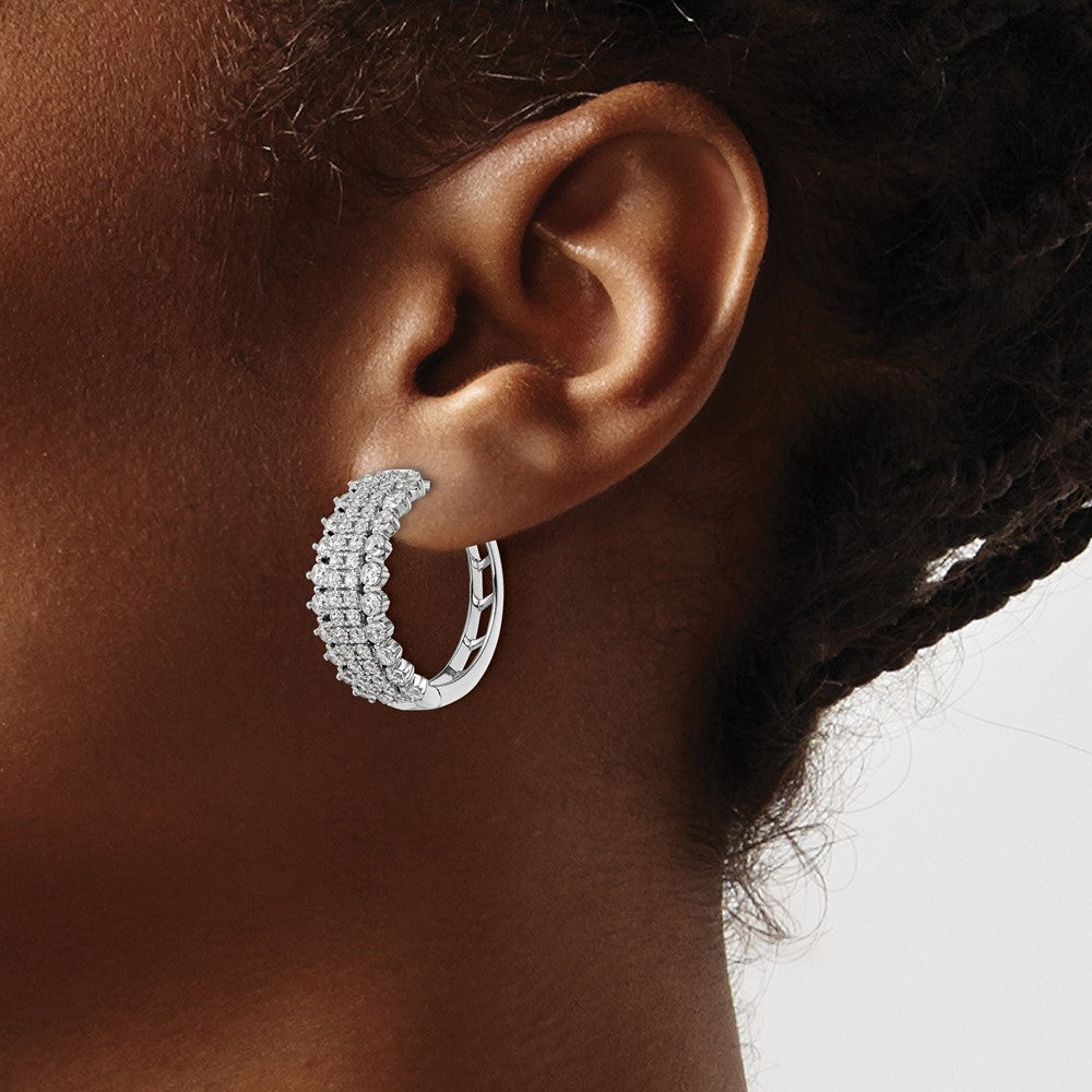 14k White Gold 3 Ct. Lab Grown Diamond VS/SI+ G+ Complete Hinged Hoop Earrings