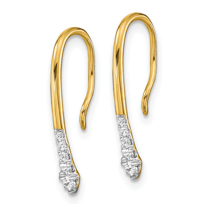 10K Yellow Gold Polished Diamond Drop Wire Earrings